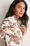 Brown Floral Stripe Eliza Blouse