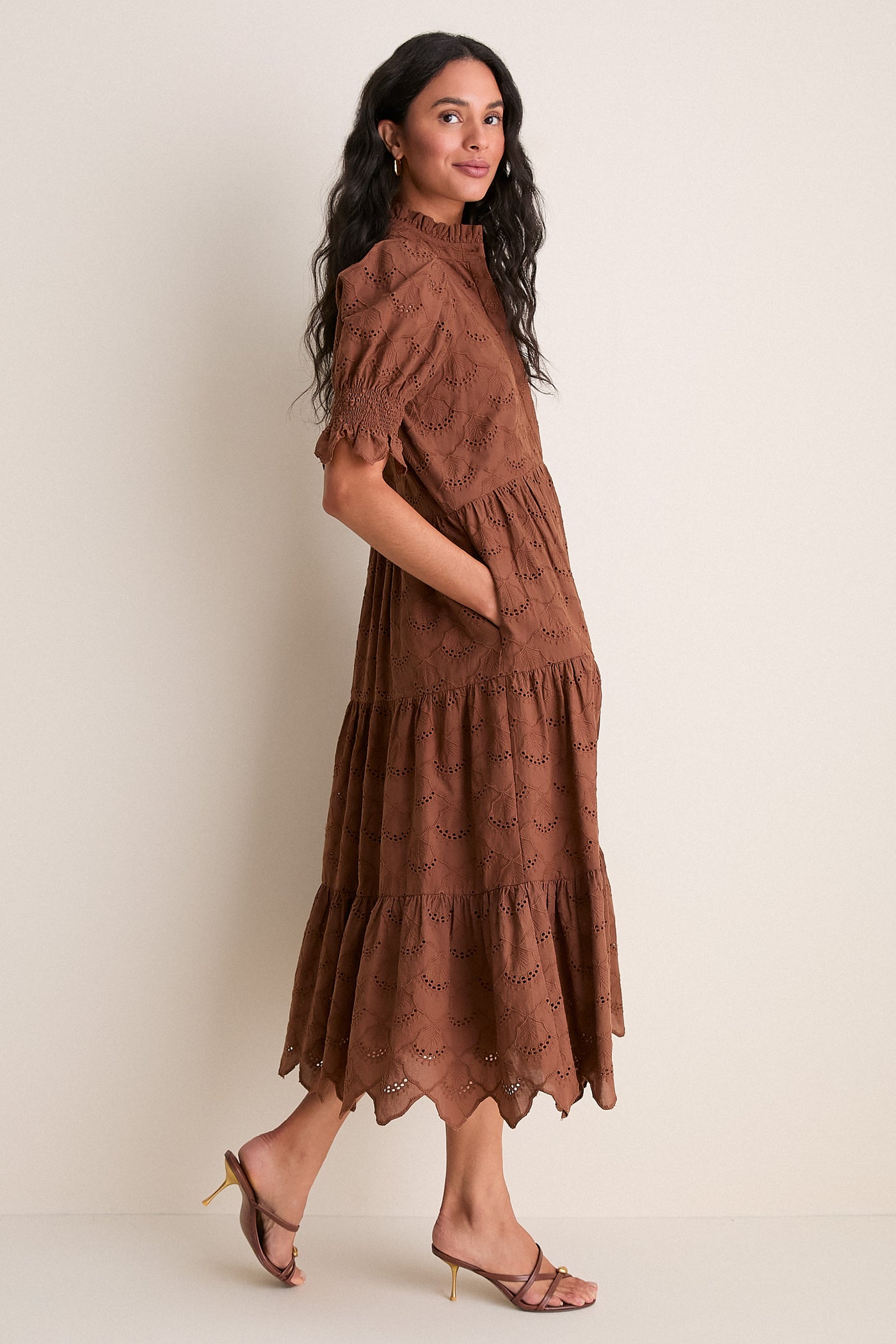 Hyacinth House Chocolate Eyelet Bennett Midi Dress Chocolate Eyelet / L