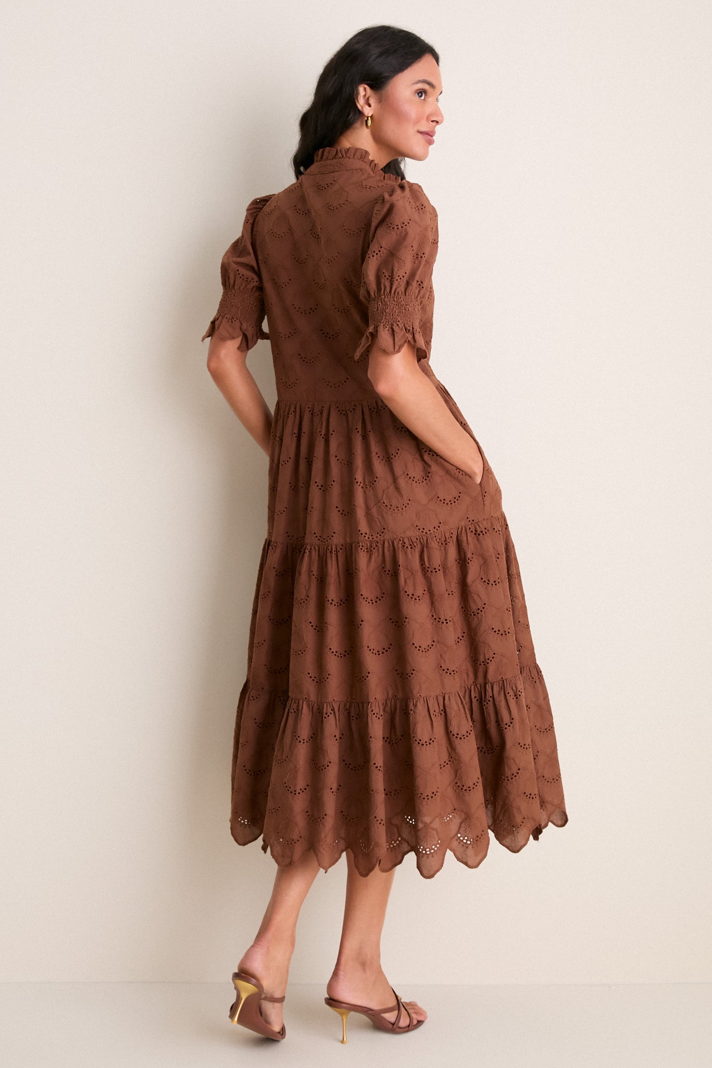 Hyacinth House Chocolate Eyelet Bennett Midi Dress Chocolate Eyelet / L