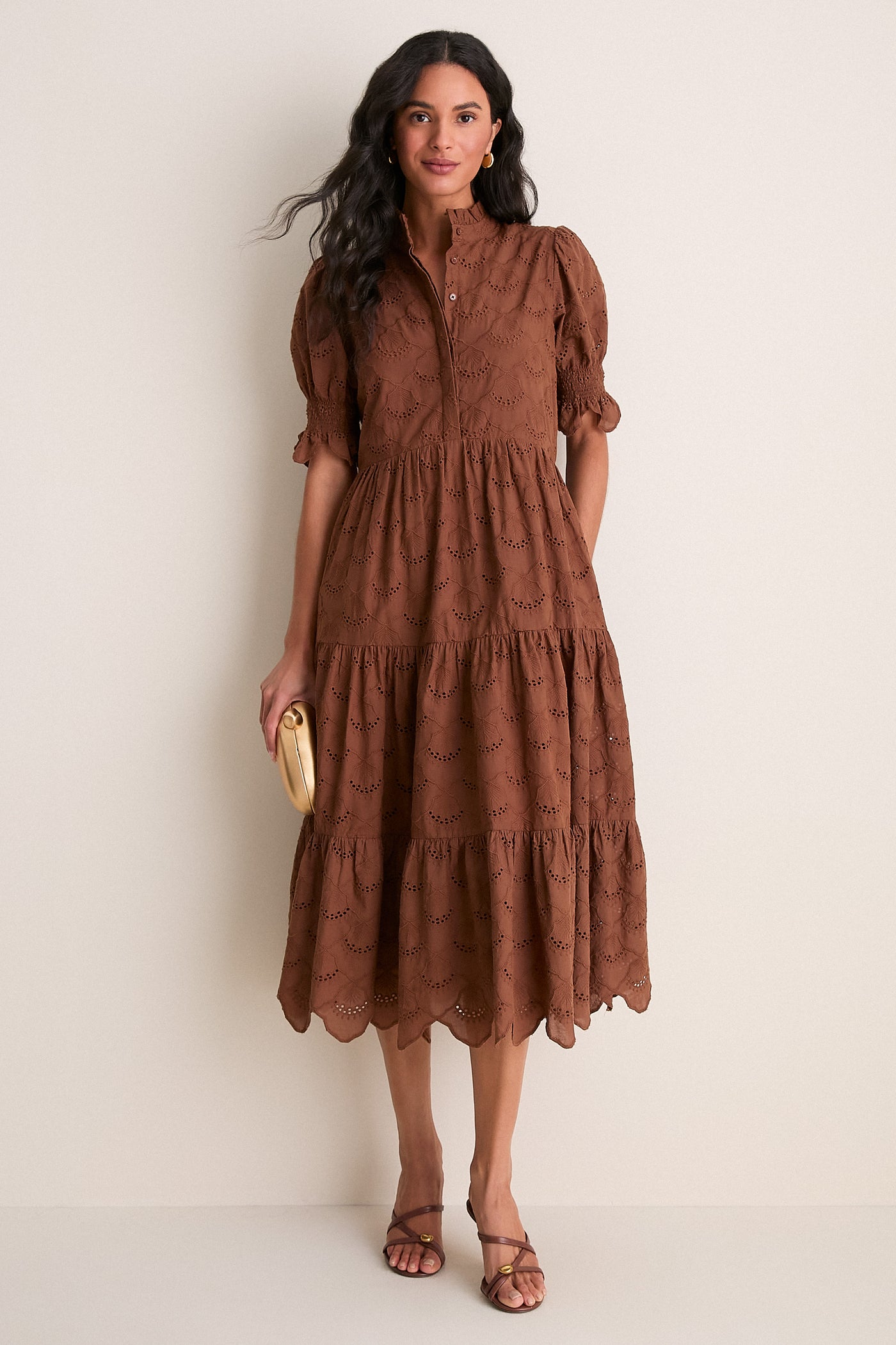Hyacinth House Chocolate Eyelet Bennett Midi Dress Chocolate Eyelet / L