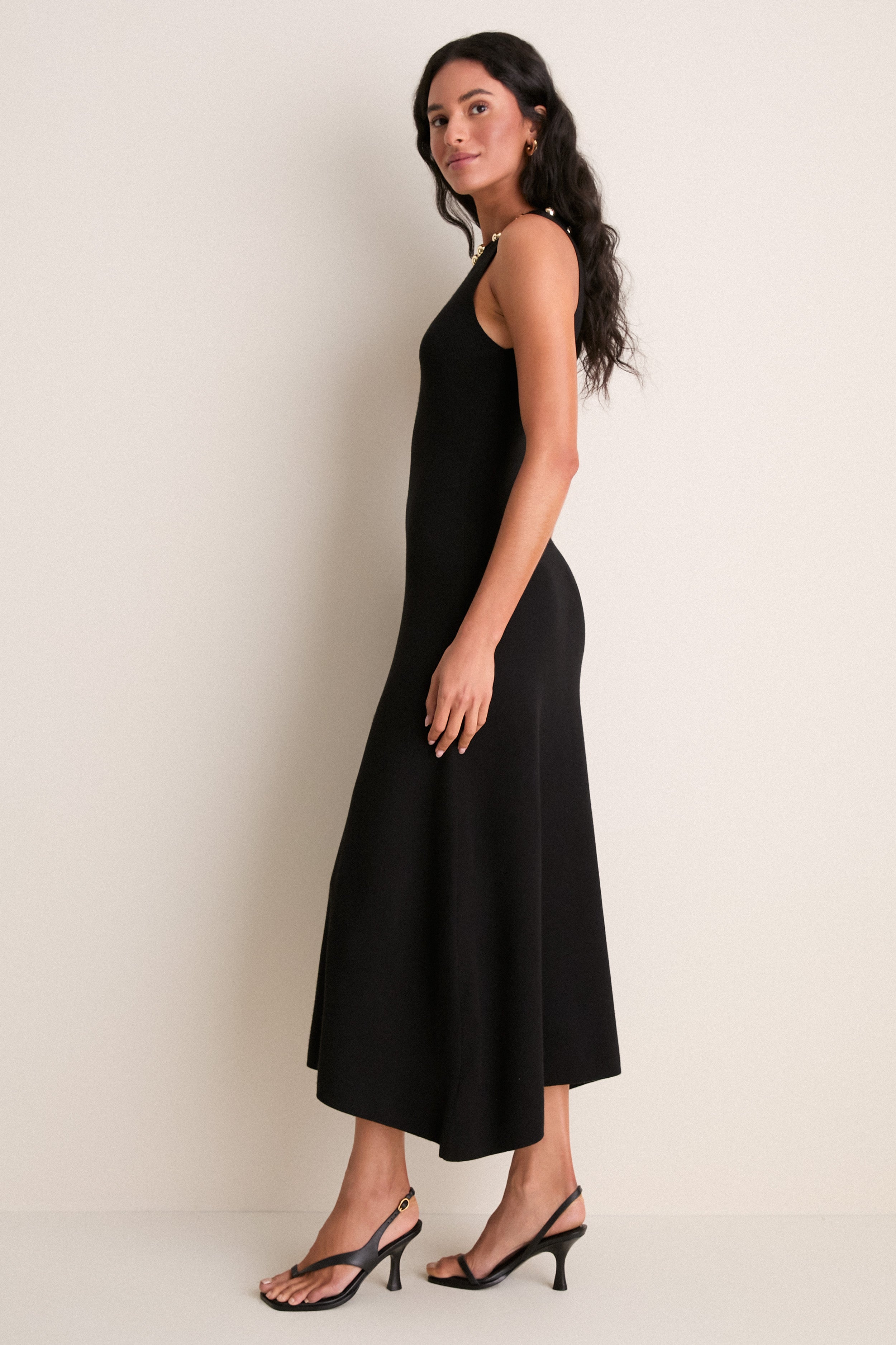 Black Knit & Gold Hardware Prescott Maxi Dress | Hyacinth House