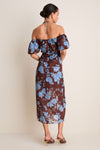 Chocolate & Blue Floral Savannah Midi Dress