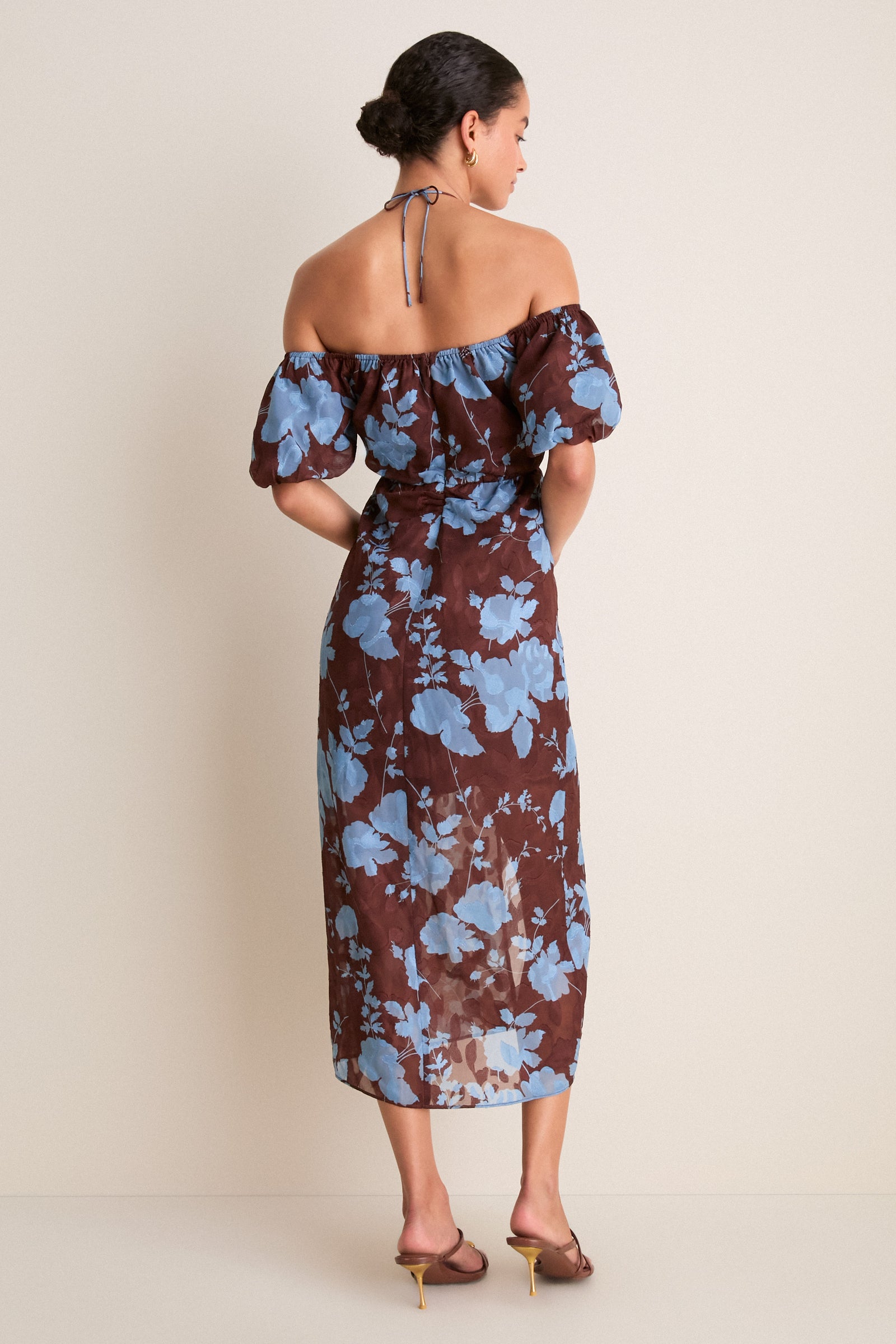 Chocolate & Blue Floral Savannah Midi Dress
