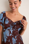 Chocolate & Blue Floral Savannah Midi Dress