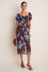 Chocolate & Blue Floral Savannah Midi Dress