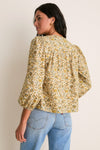 Tan Scrolling Floral Petunia Blouse