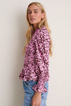Pink & Brown Floral Smocked Cynthia Blouse