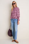 Pink & Brown Floral Smocked Cynthia Blouse