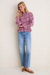 Pink & Brown Floral Smocked Cynthia Blouse