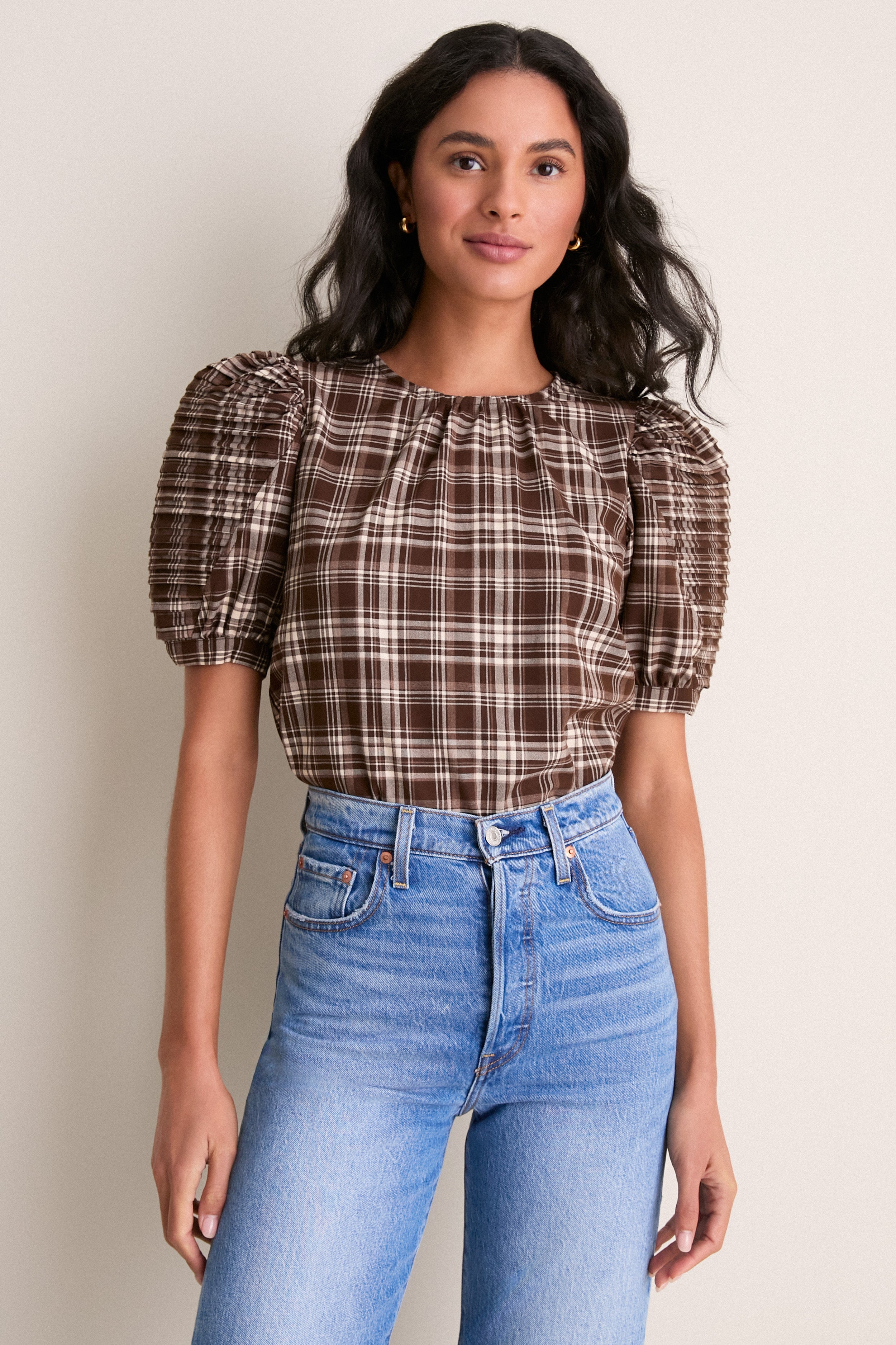 Brown Plaid Haven Blouse | Hyacinth House | Tuckernuck