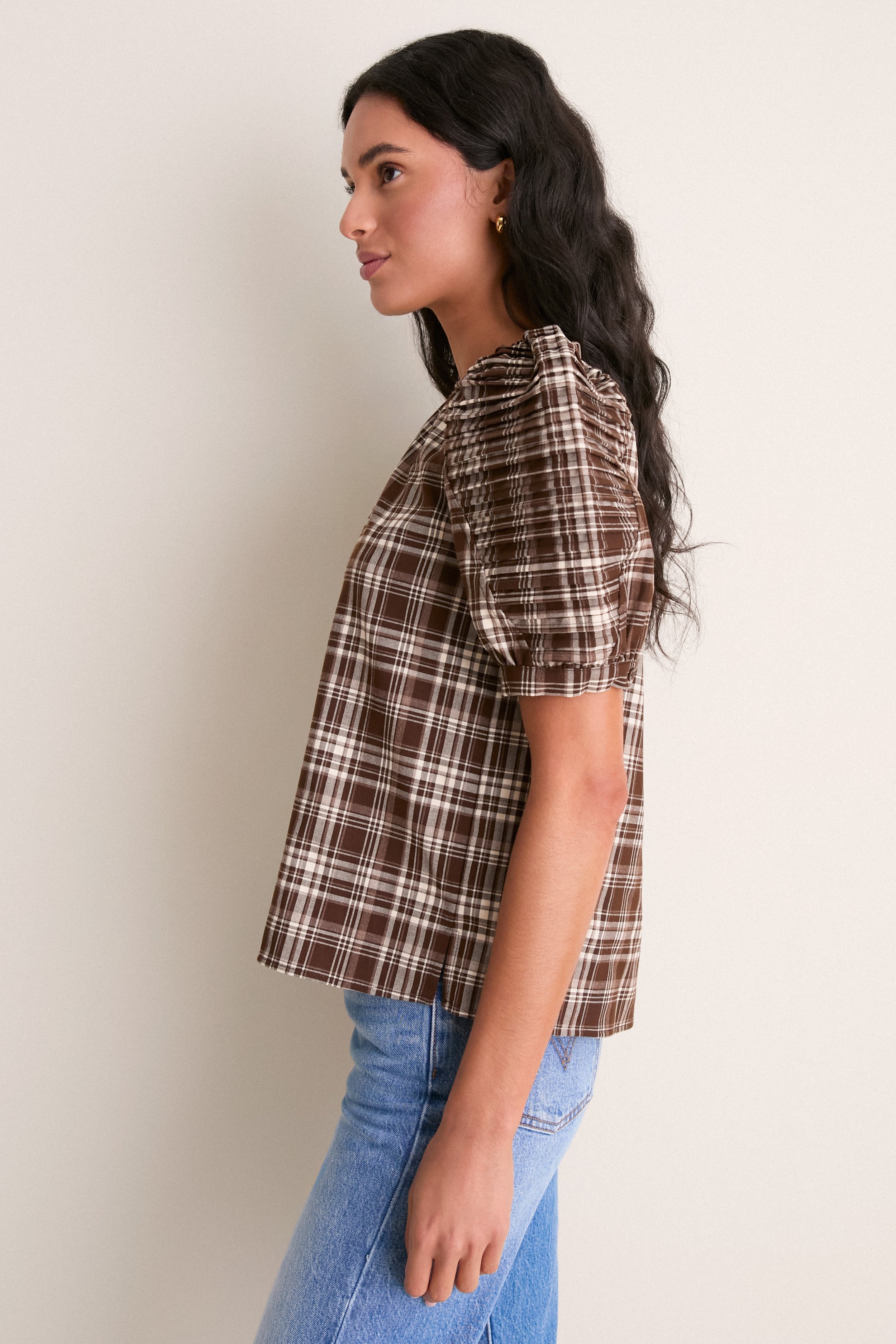 Brown Plaid Haven Blouse