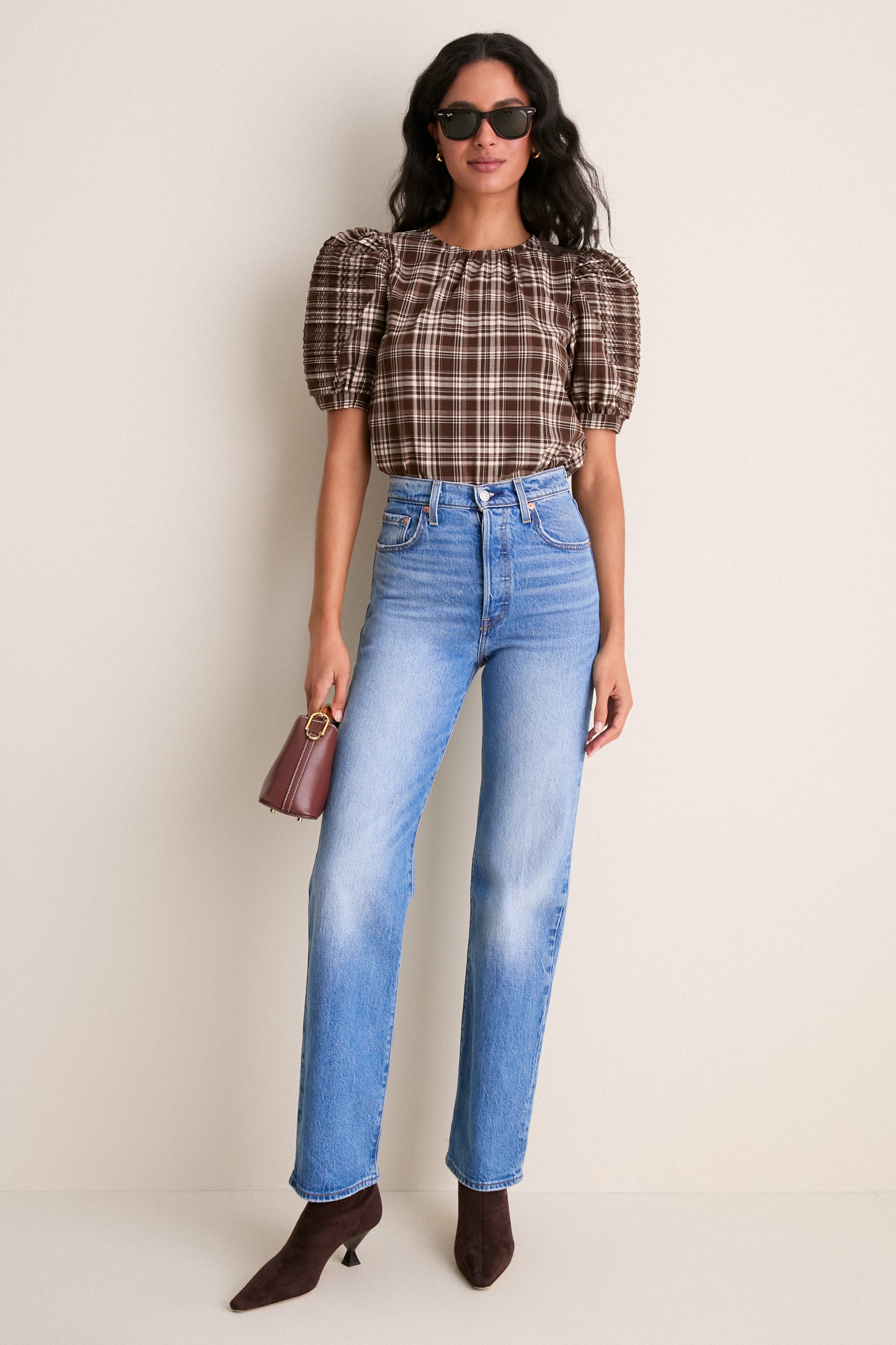 Brown Plaid Haven Blouse