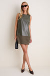 Olive Suede & Leather Mixed Media Martie Mini Dress
