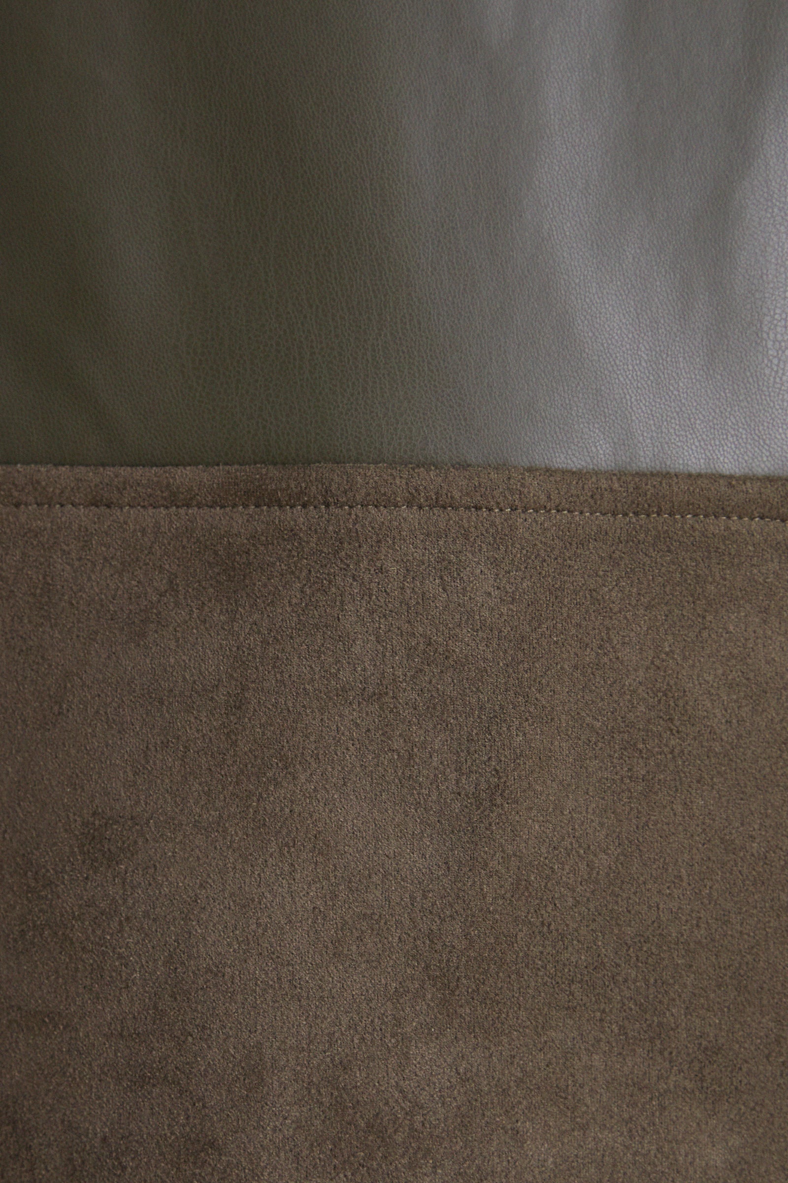 Olive Suede & Leather Mixed Media Martie Mini Dress
