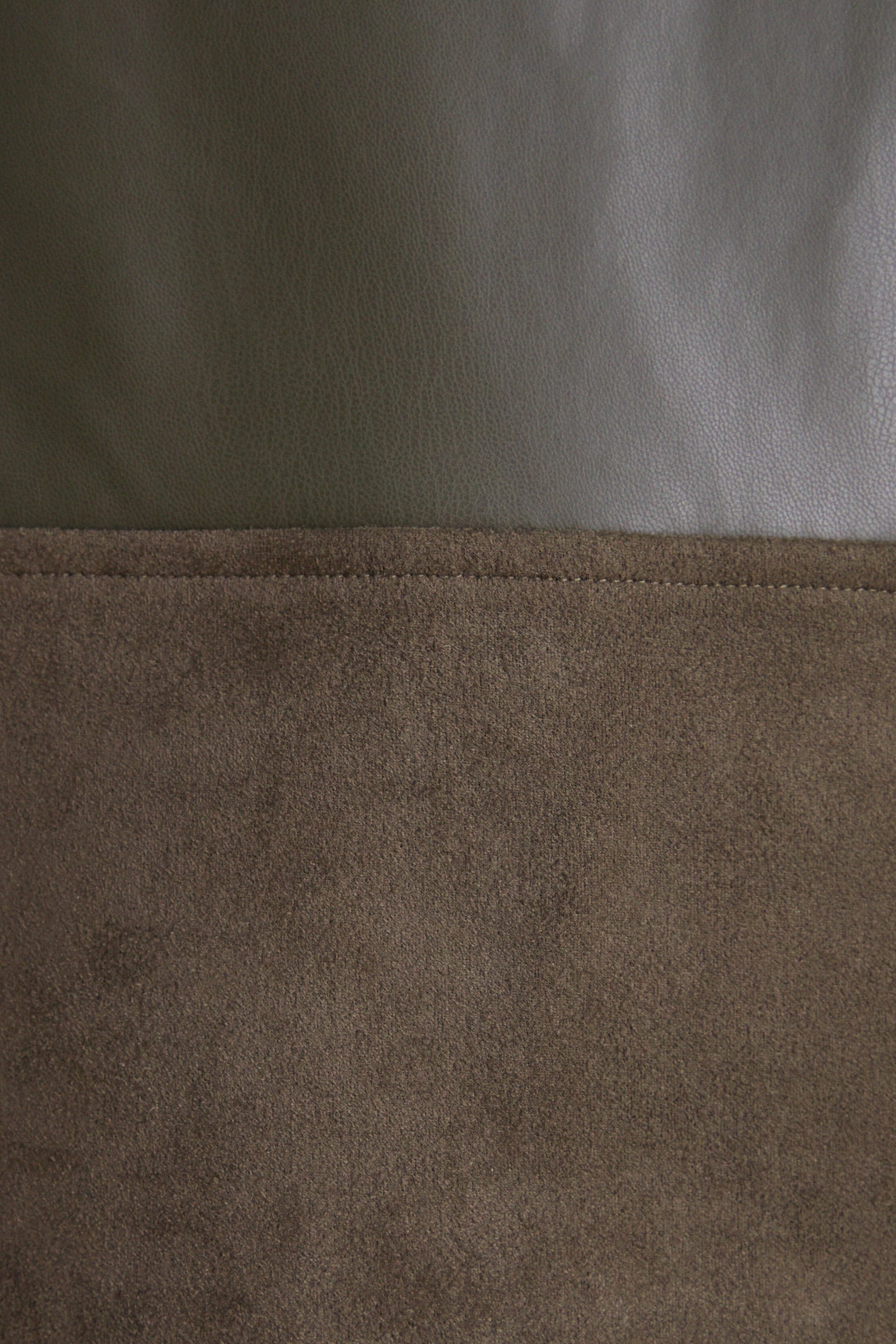 Olive Suede & Leather Mixed Media Martie Mini Dress