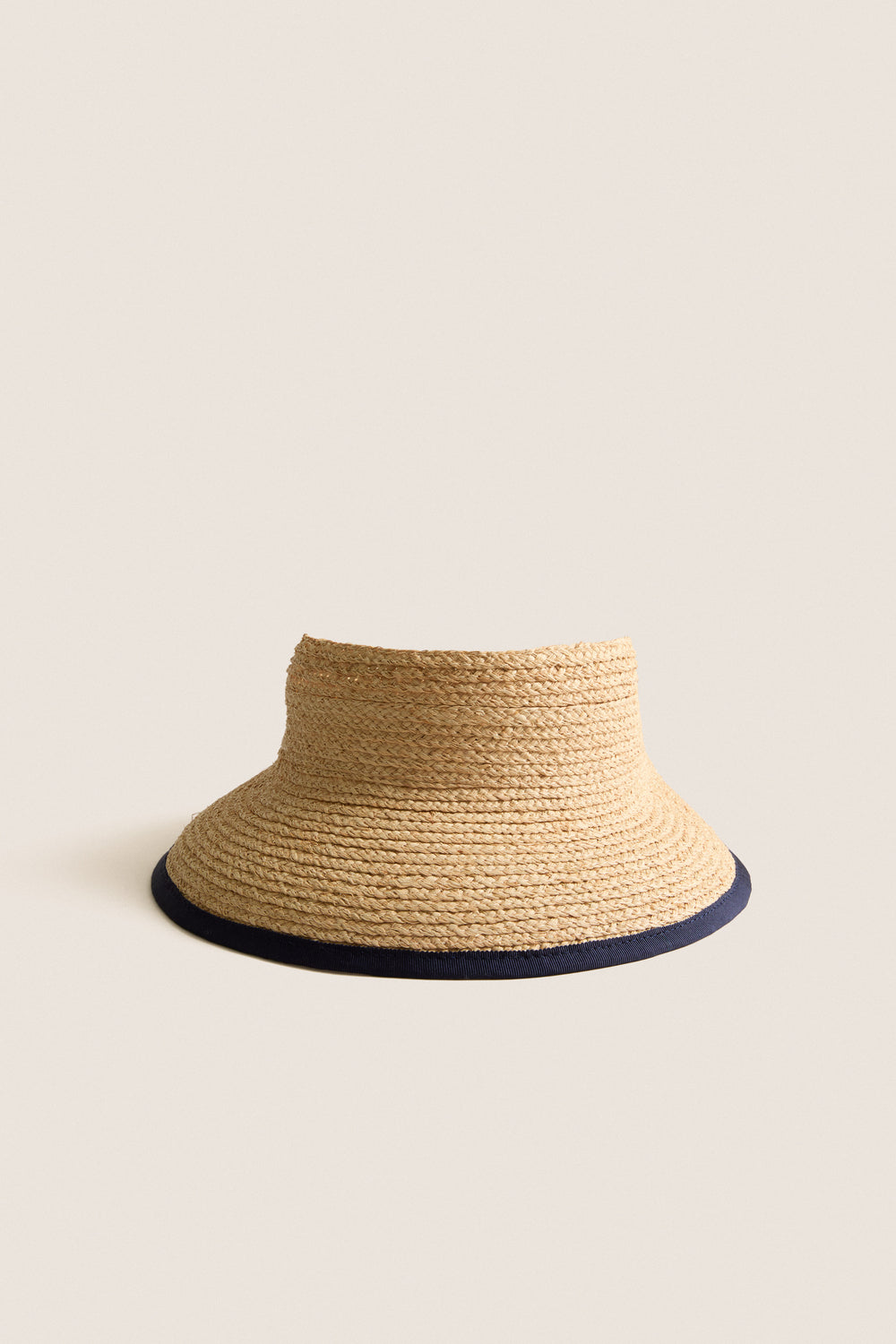 Natural Raffia With Navy Piping Alys Visor