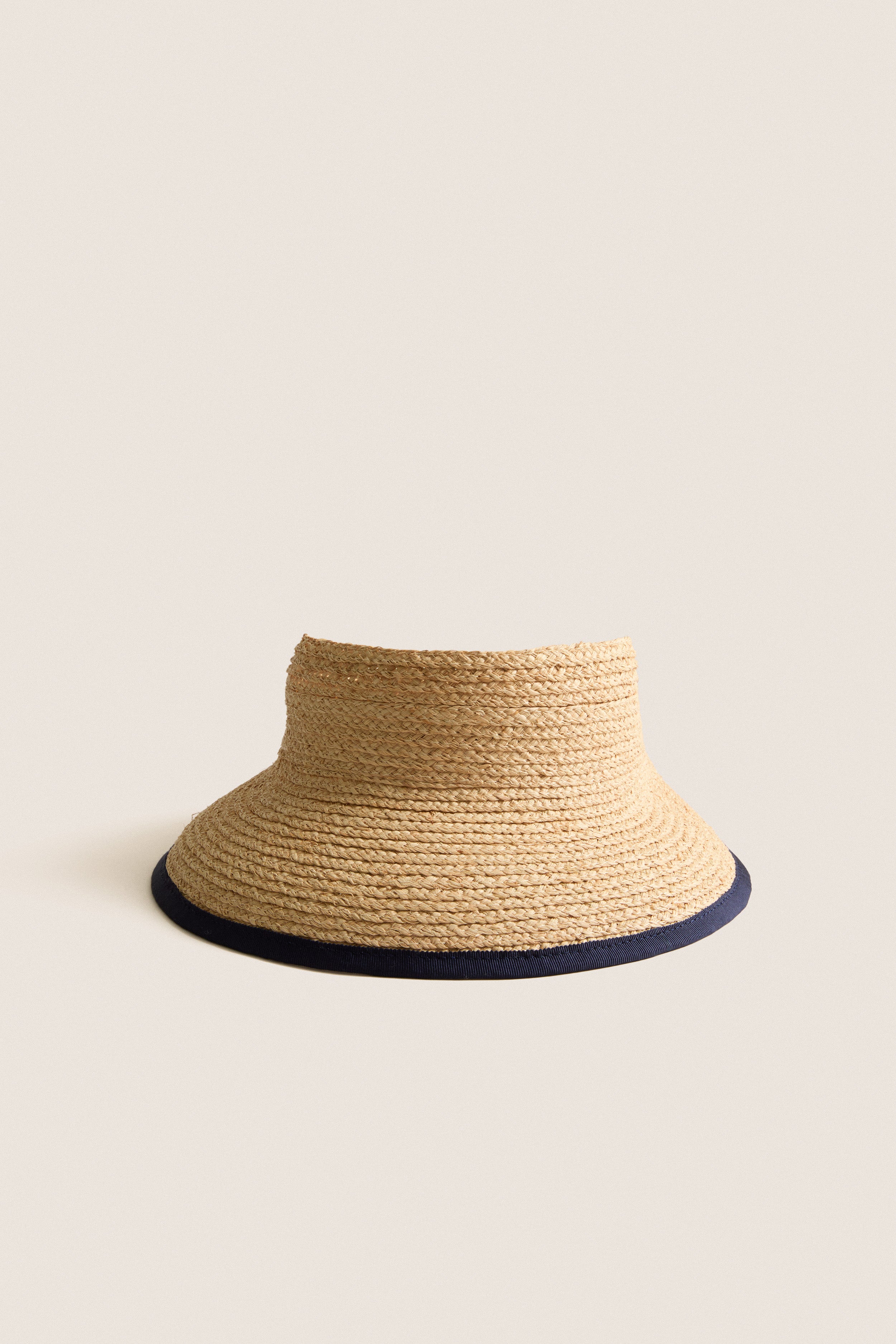 Natural Raffia With Navy Piping Alys Visor