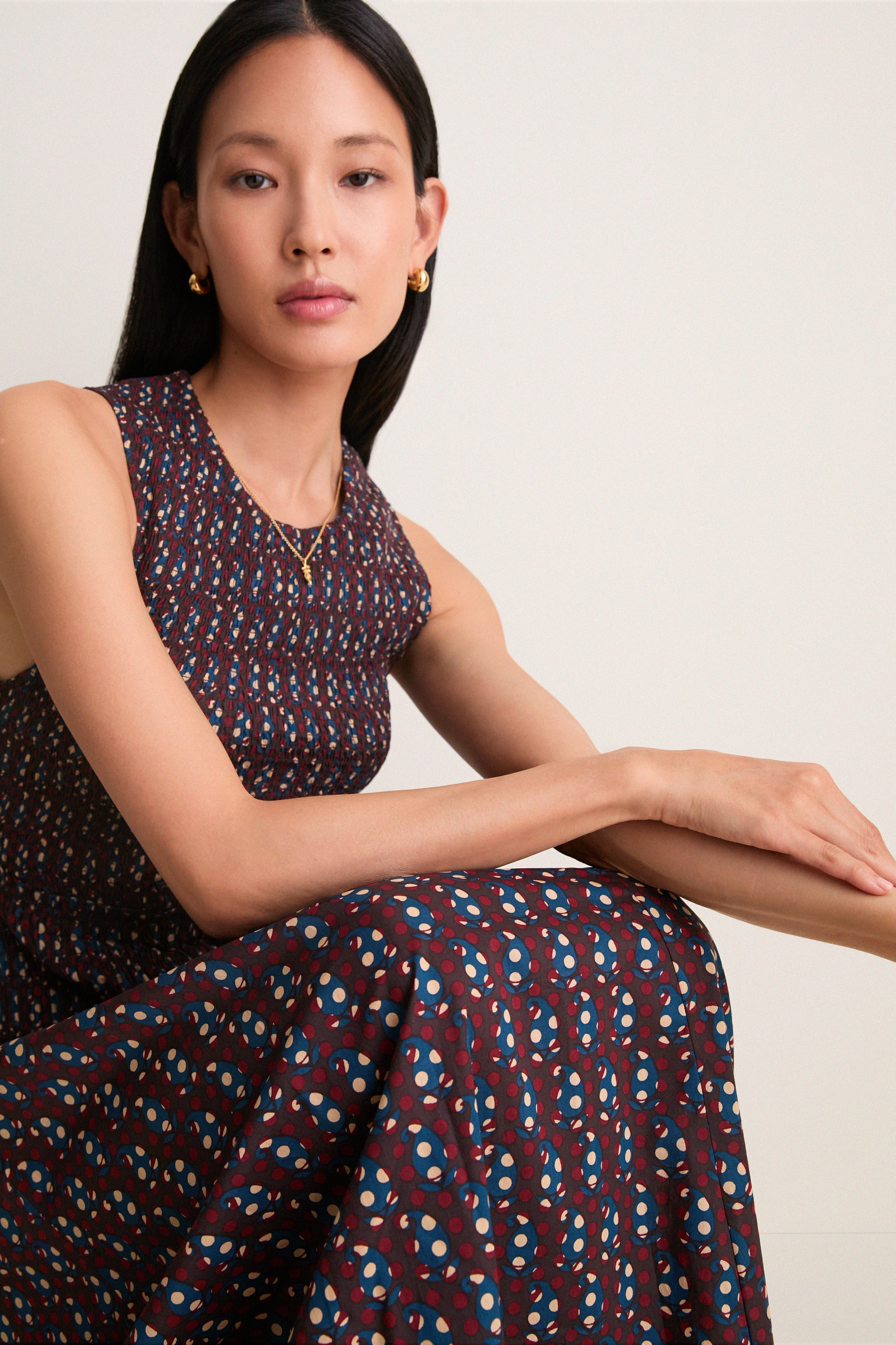 Block Print Polka Siempre Tank Maxi
