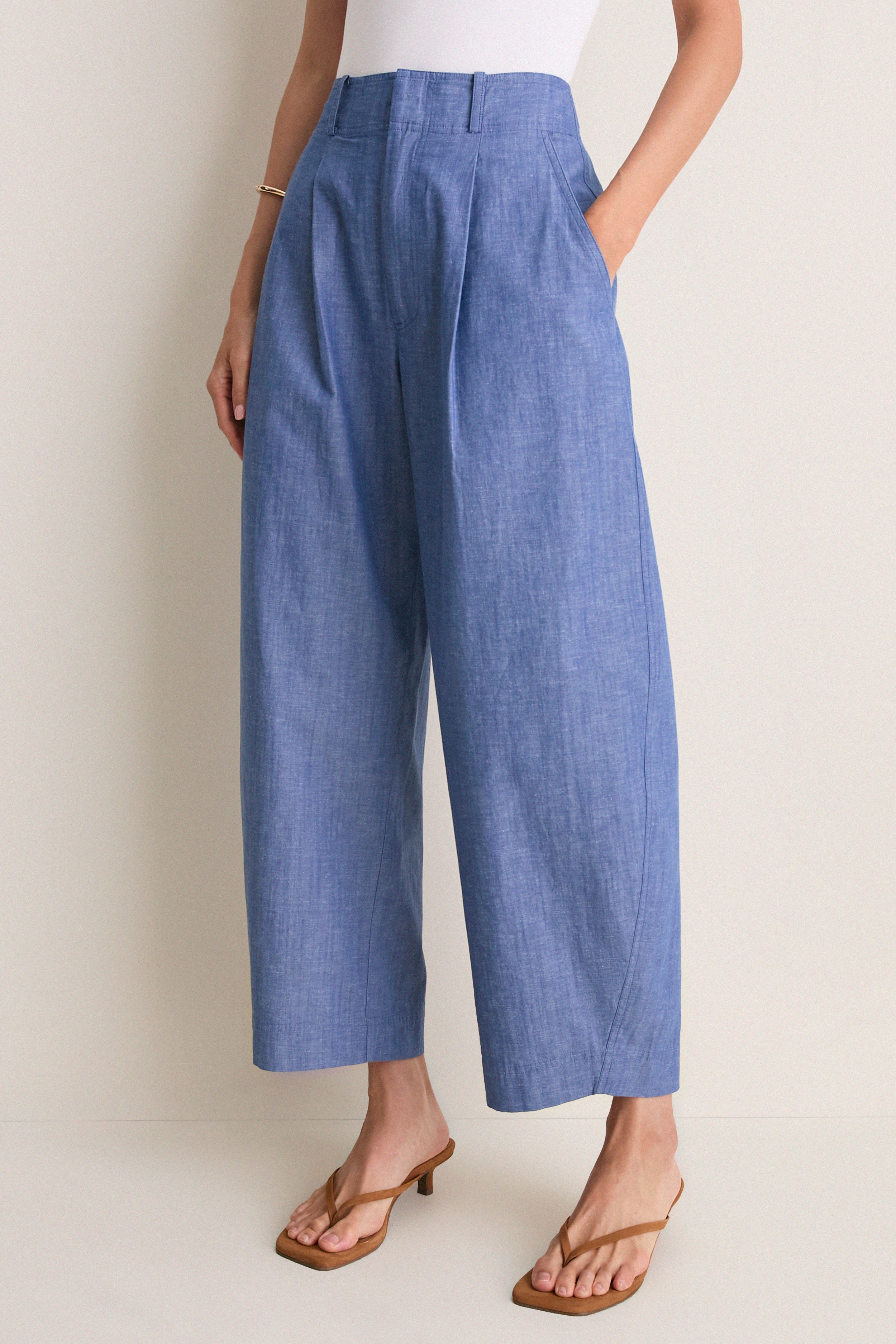 Chambray Bari Crop Trouser | Apiece Apart