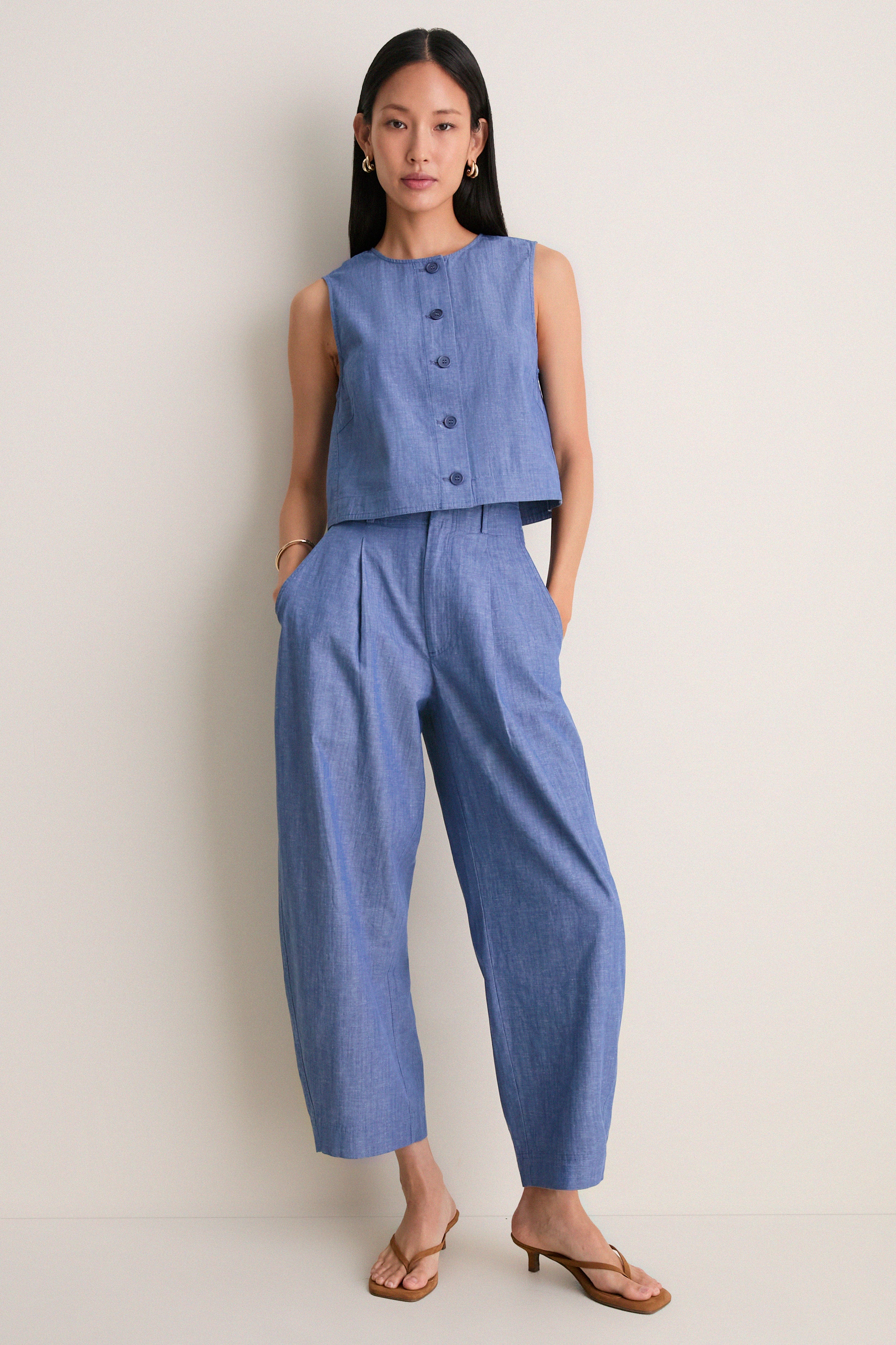 Chambray Bari Crop Trouser | Apiece Apart