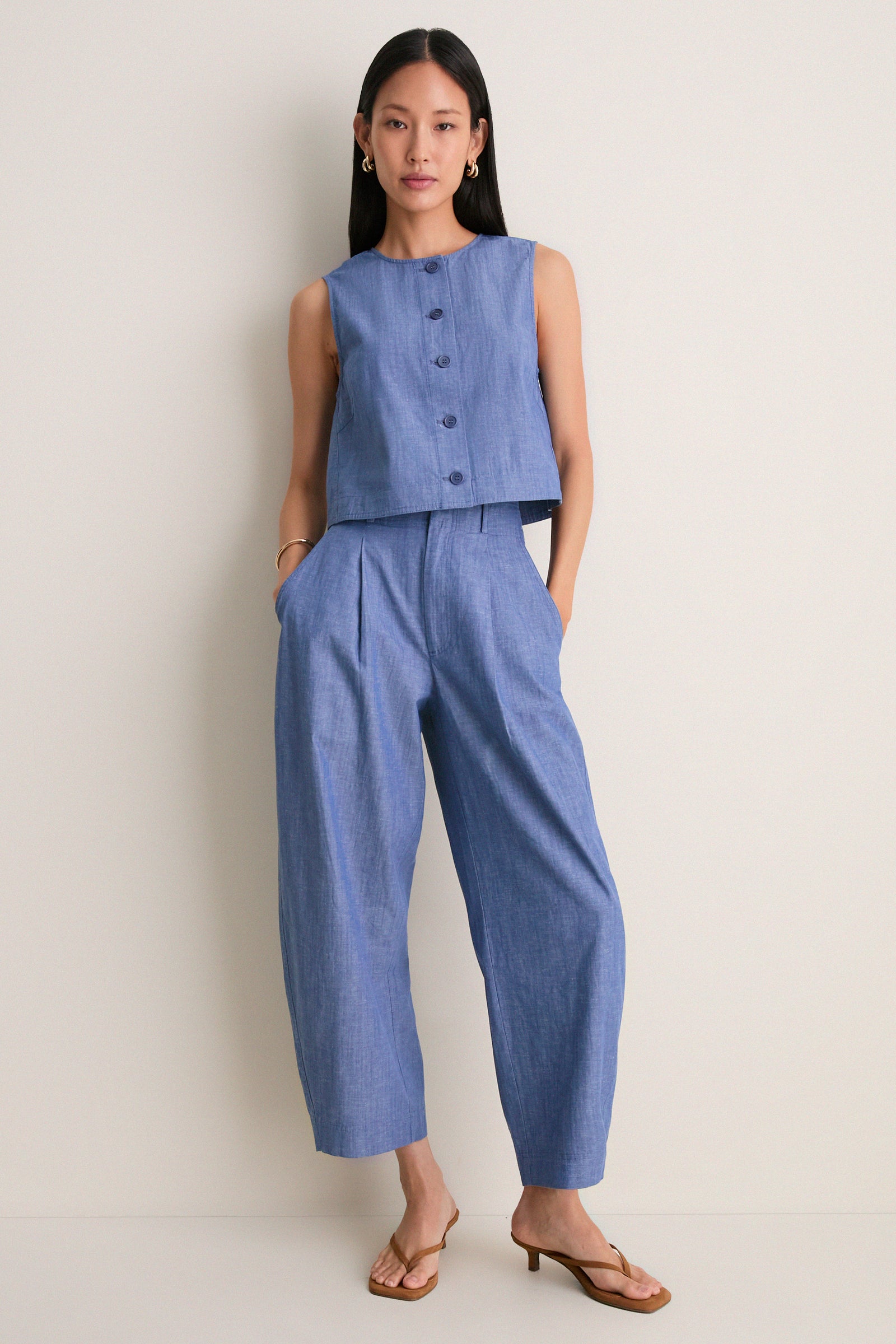 Chambray Bari Crop Trouser
