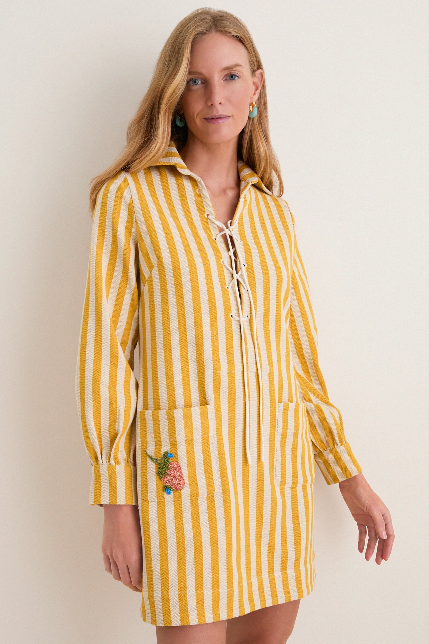 Alix of Bohemia Off-White Isadora Sunlight Stripe Dress Off-White / M