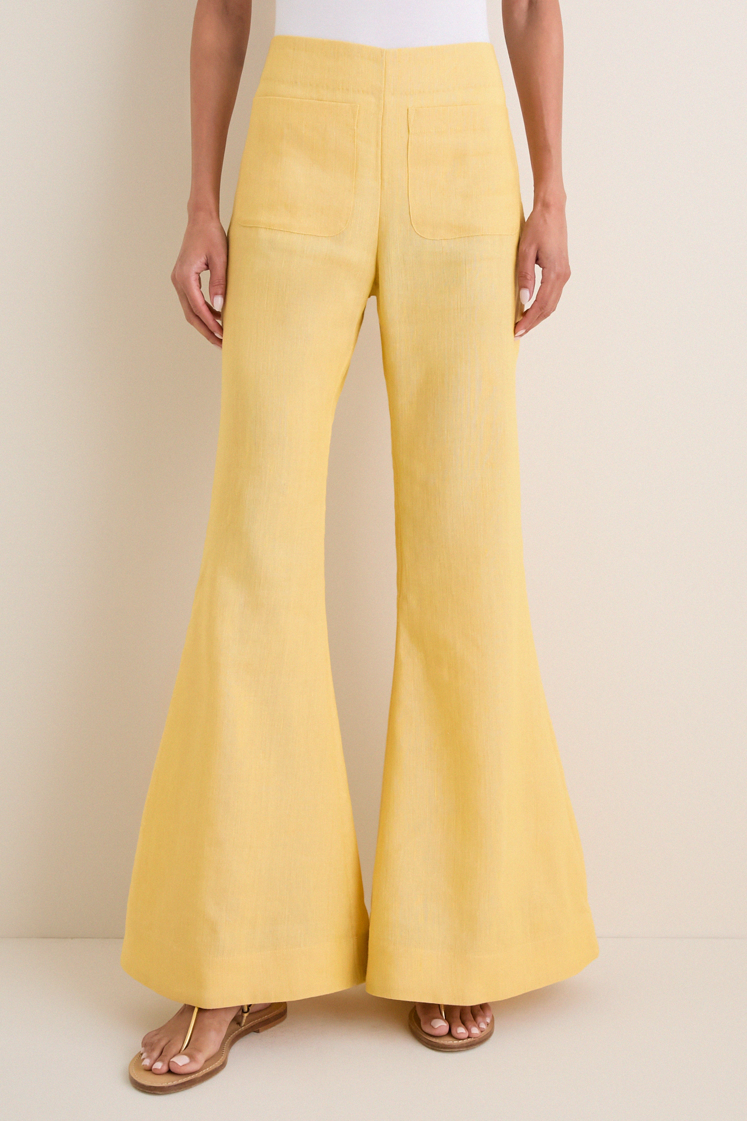 Light Yellow Farah Sunlight Linen Pant