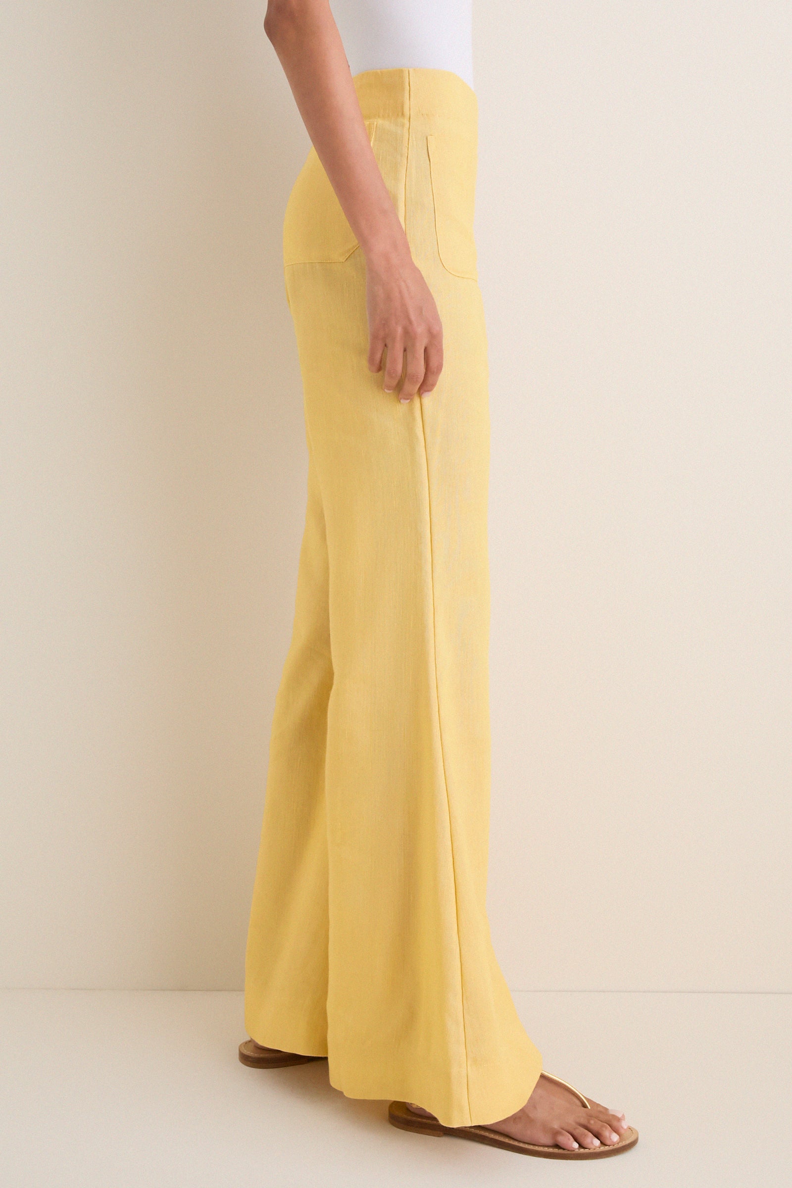 Light Yellow Farah Sunlight Linen Pant