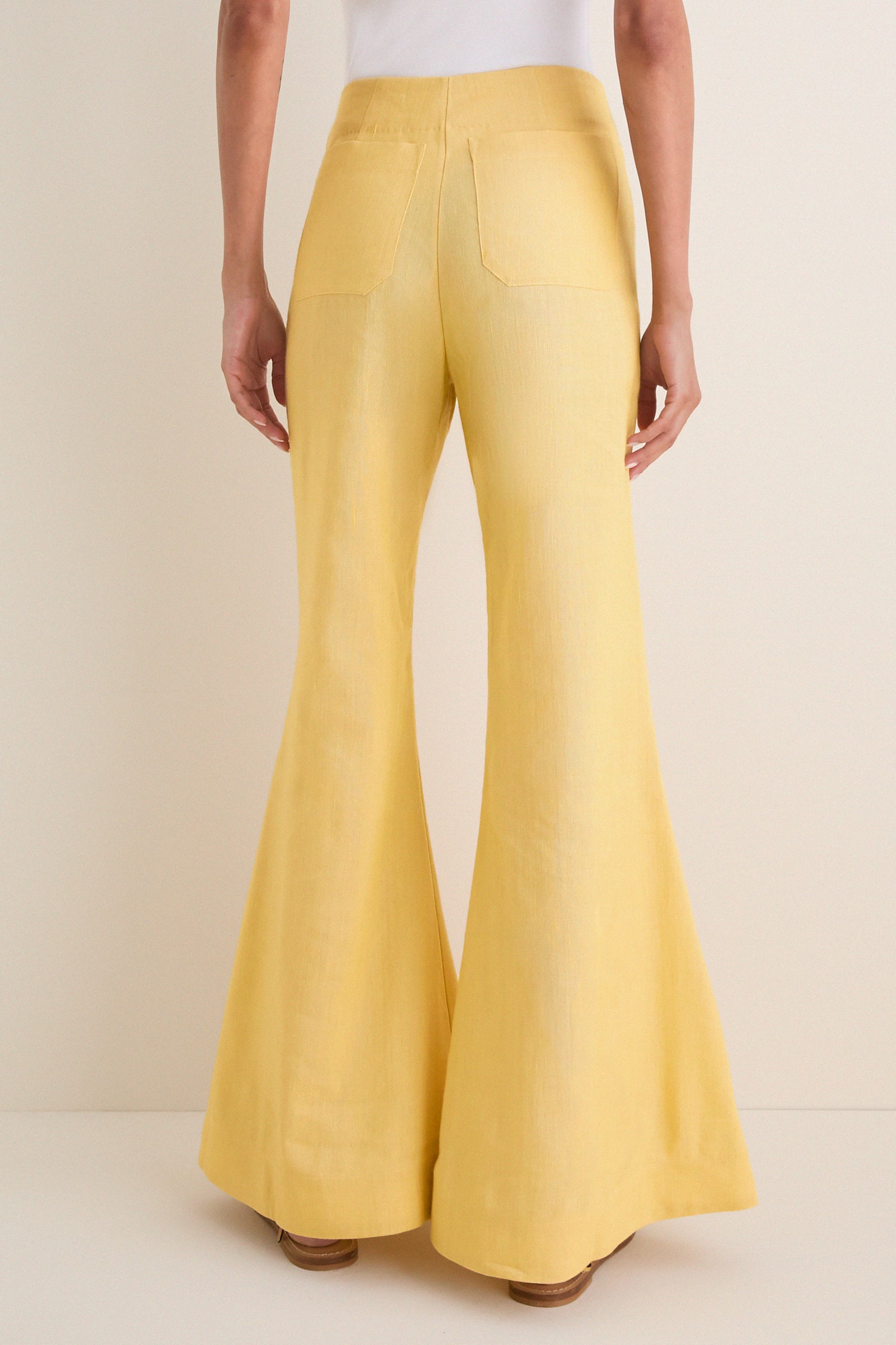 Light Yellow Farah Sunlight Linen Pant