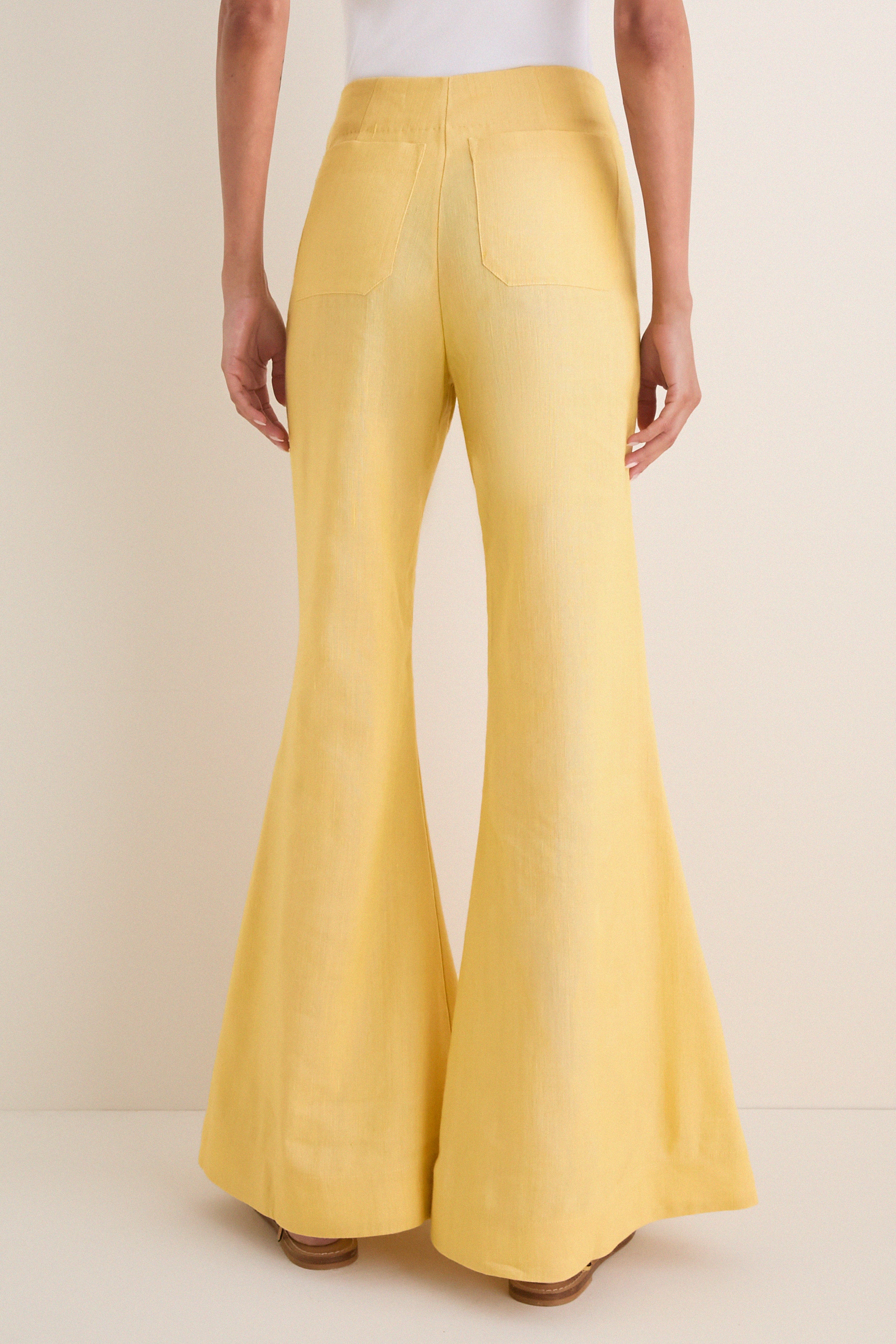 Light Yellow Farah Sunlight Linen Pant