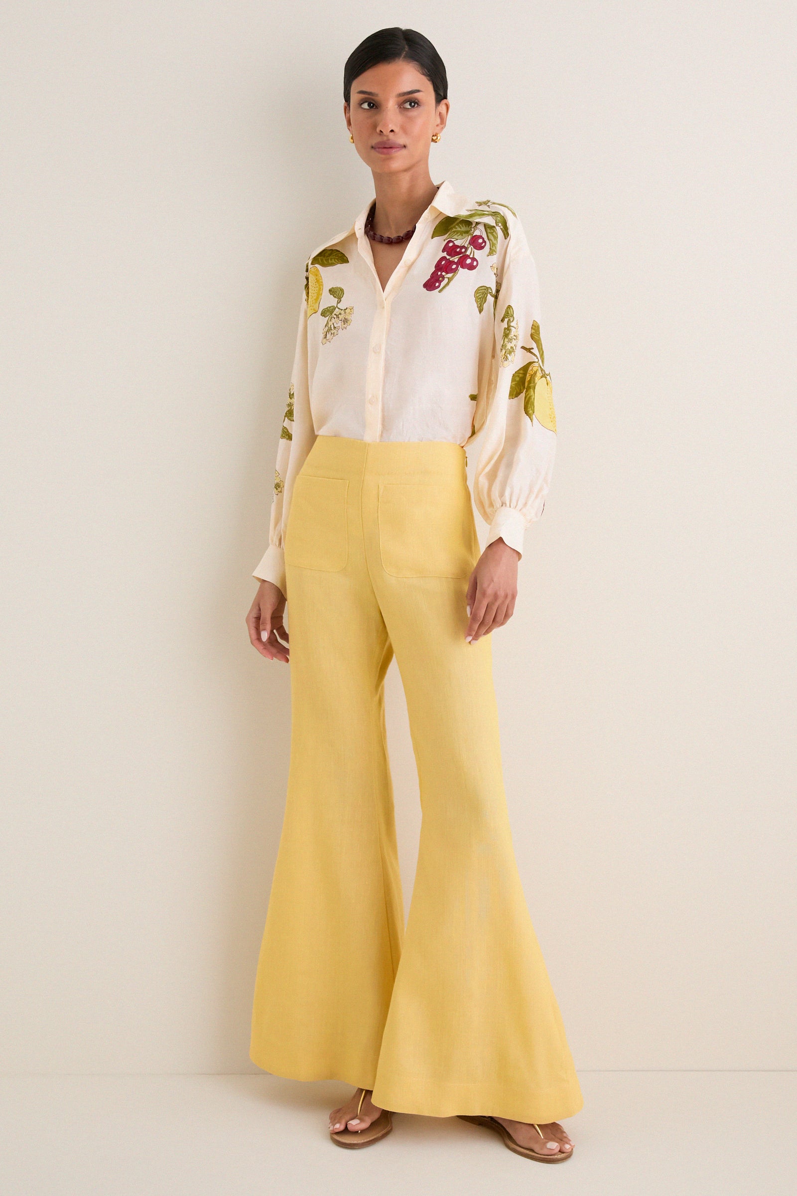 Light Yellow Farah Sunlight Linen Pant