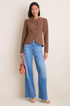 Cocoa Dot Stretch Jacquard Vreeland Top