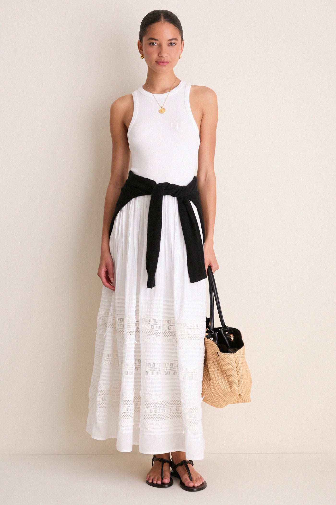 Natural Black Kaia Straw Tote