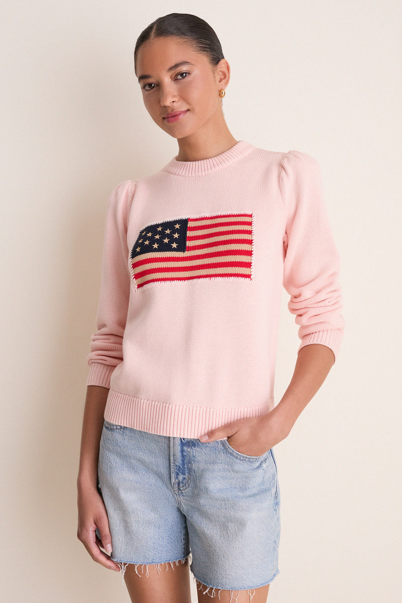 Light Pink Cropped Cotton Puff Sleeve Americana