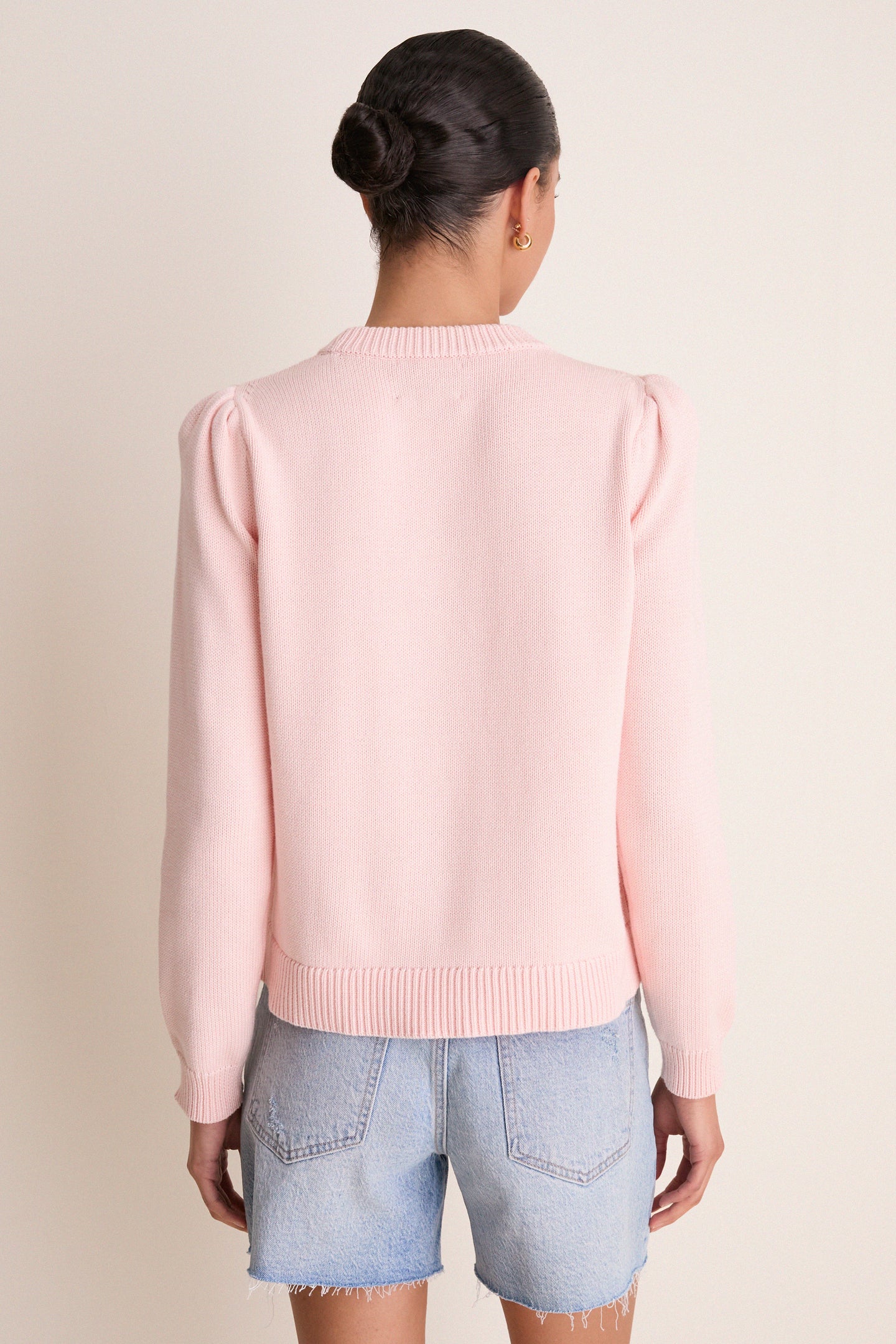 Light Pink Cropped Cotton Puff Sleeve Americana