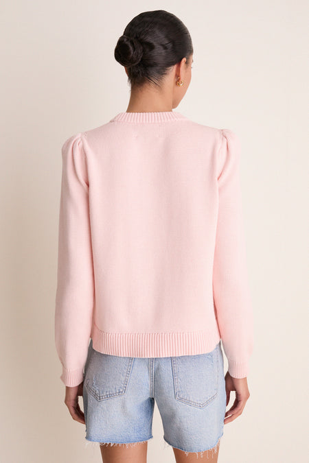 Light Pink Cropped Cotton Puff Sleeve Americana