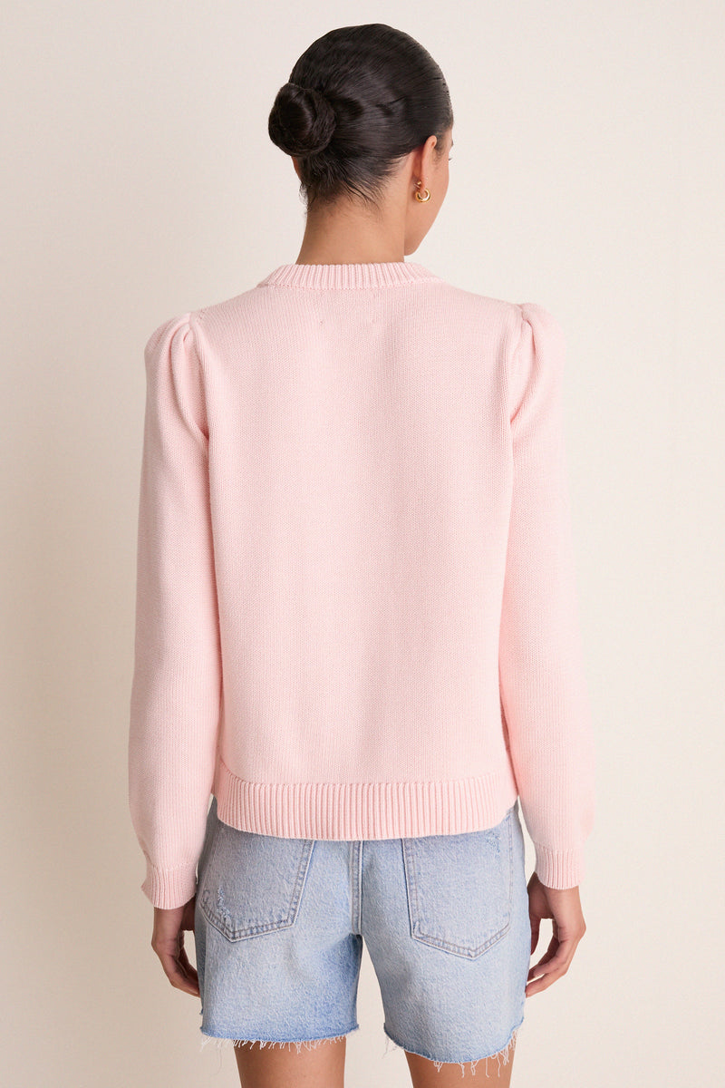 Light Pink Cropped Cotton Puff Sleeve Americana