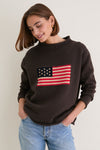 Dark Brown Cotton Rollneck Americana Sweater