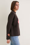 Dark Brown Cotton Rollneck Americana Sweater