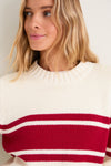 Ivory and Red Stripe Cotton William Crewneck