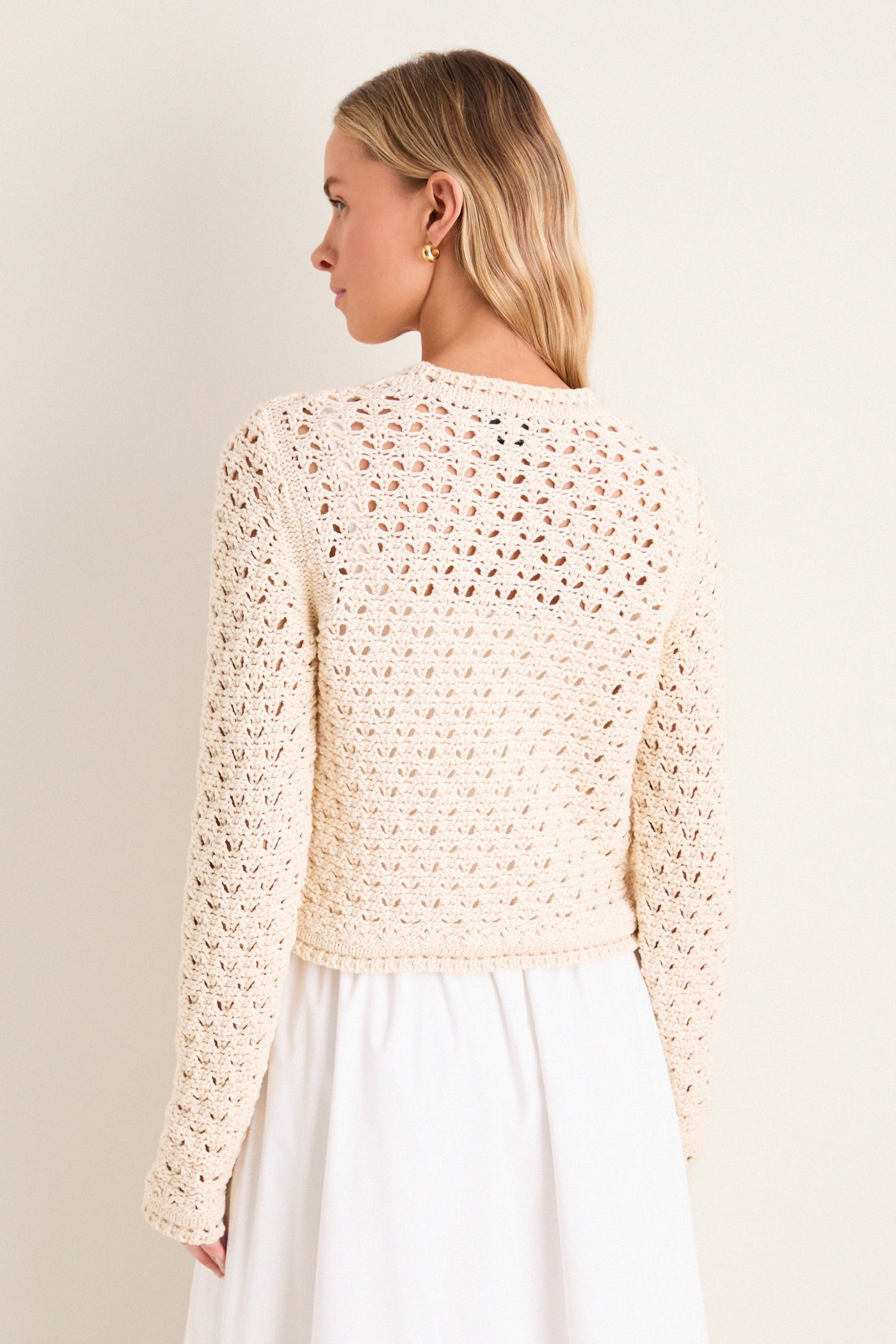 Ivory Crochet Daisy Cardigan