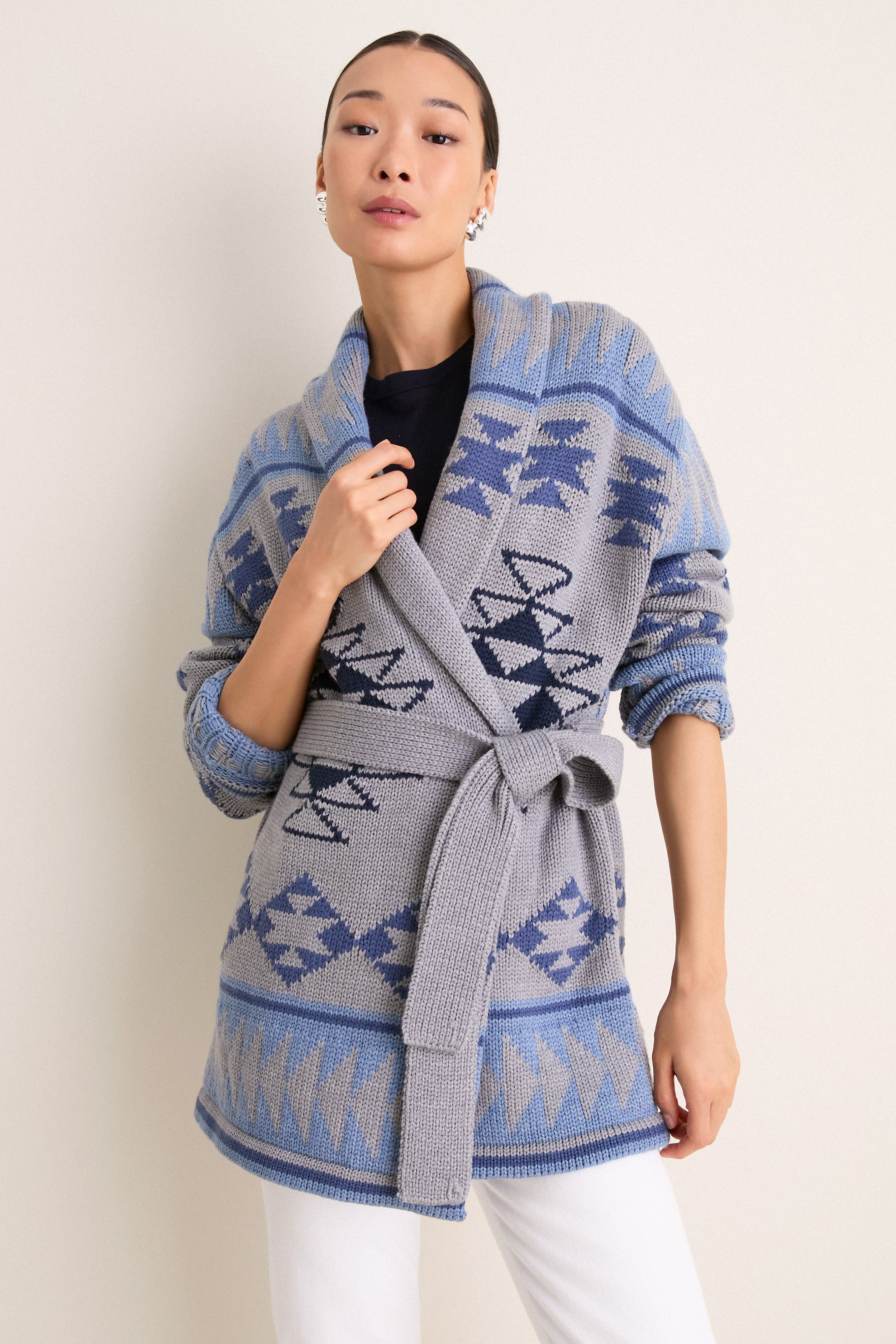 Blue Gray Wool Teddy Ranch Wrap Cardigan | Tuckernuck
