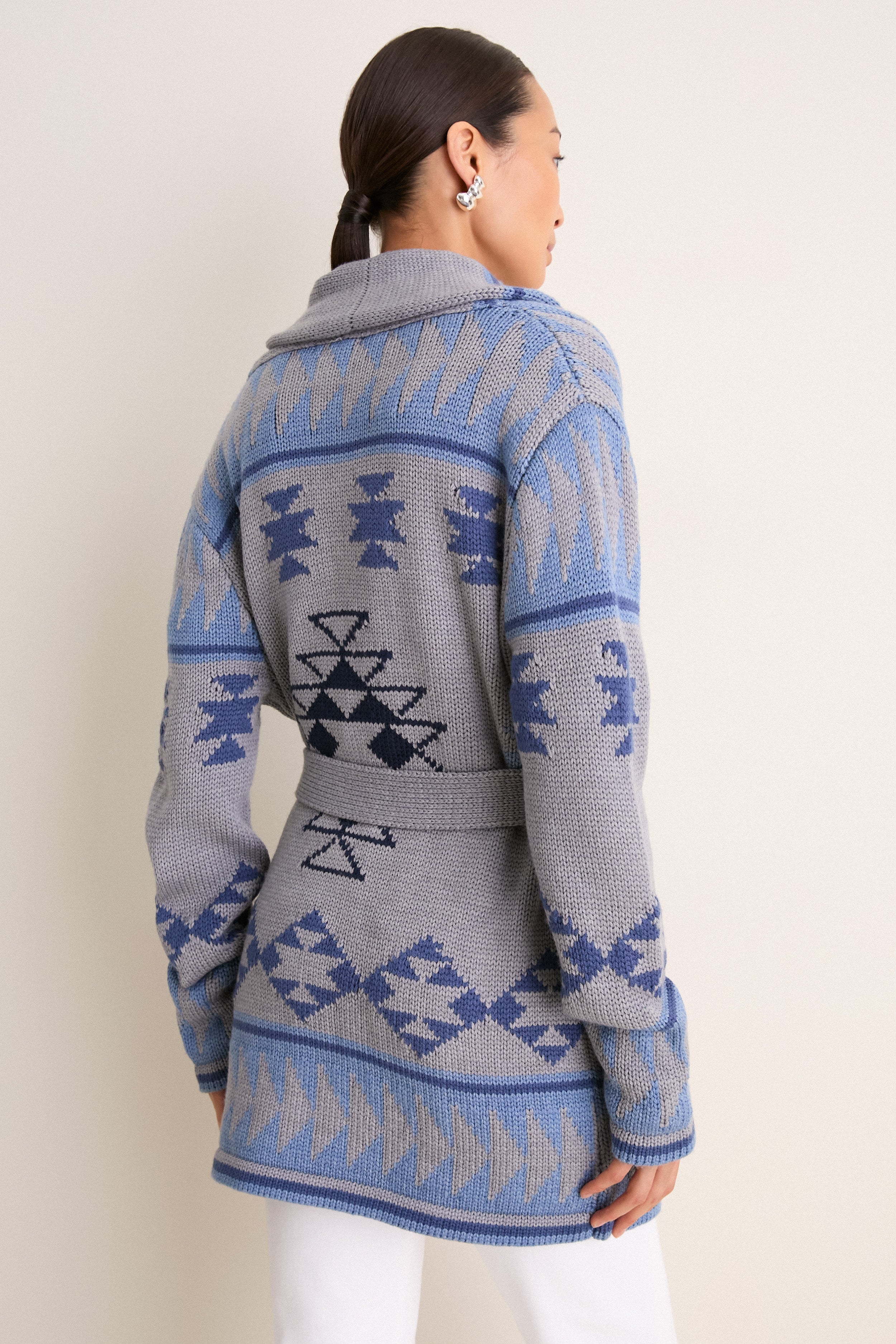 Blue Gray Wool Teddy Ranch Wrap Cardigan