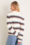 Ivory and Brown Stripe Cotton William Crewneck