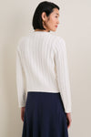 Ivory Cotton Cable Draper Cardigan