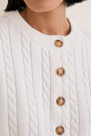 Ivory Cotton Cable Draper Cardigan