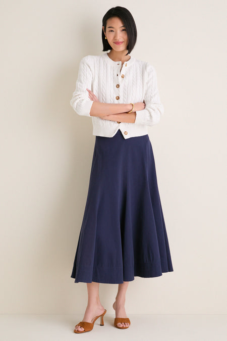 Ivory Cotton Cable Draper Cardigan