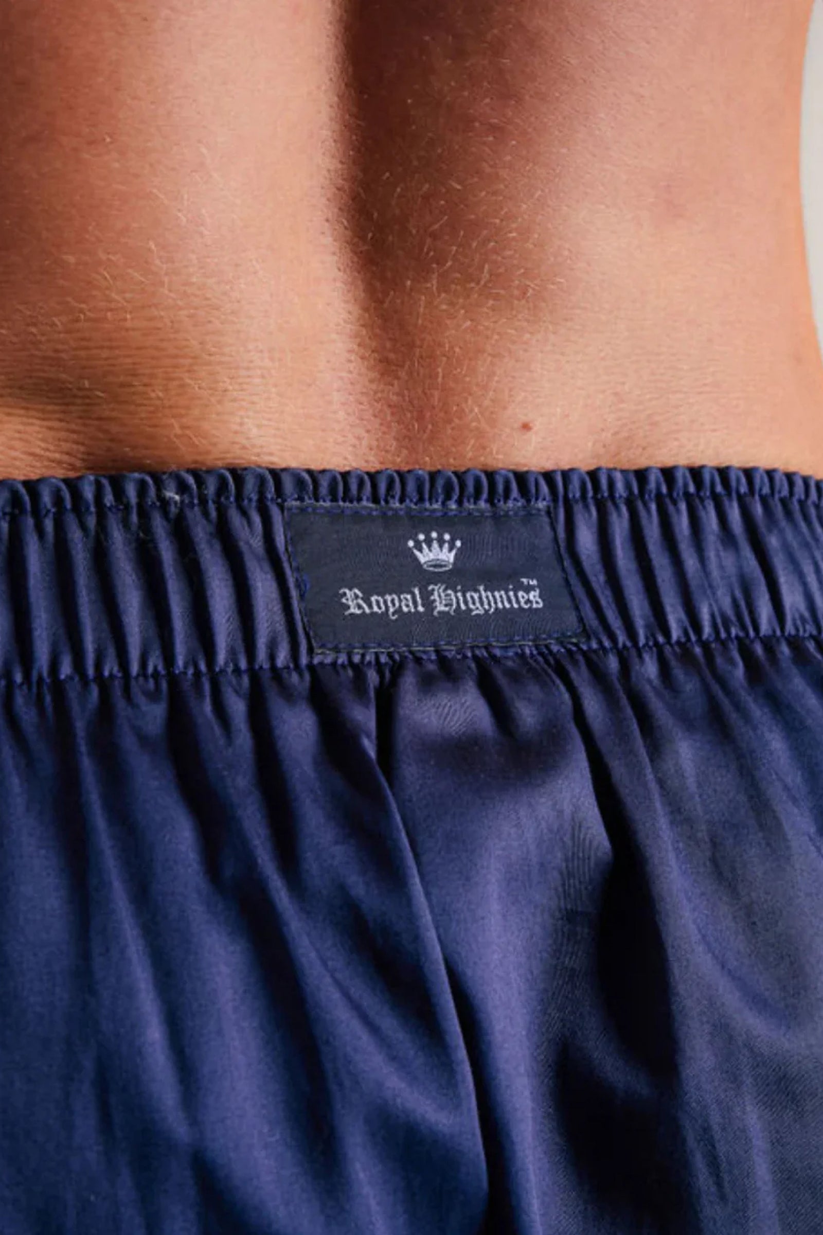 Navy Royal Highnies Boxers (Set of 2) feature a classic design with a high-end satin finish and a crown-branded label, offering effortless comfort and fun luxury.