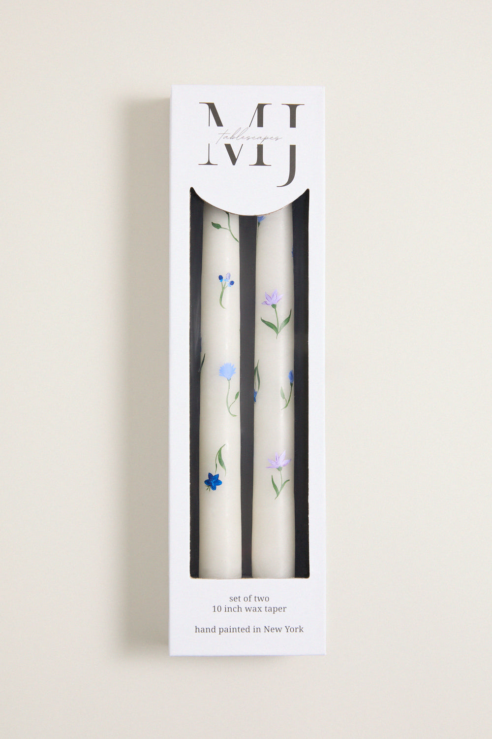 Lilac Floral Hand Painted Taper Candles (Set of 2)