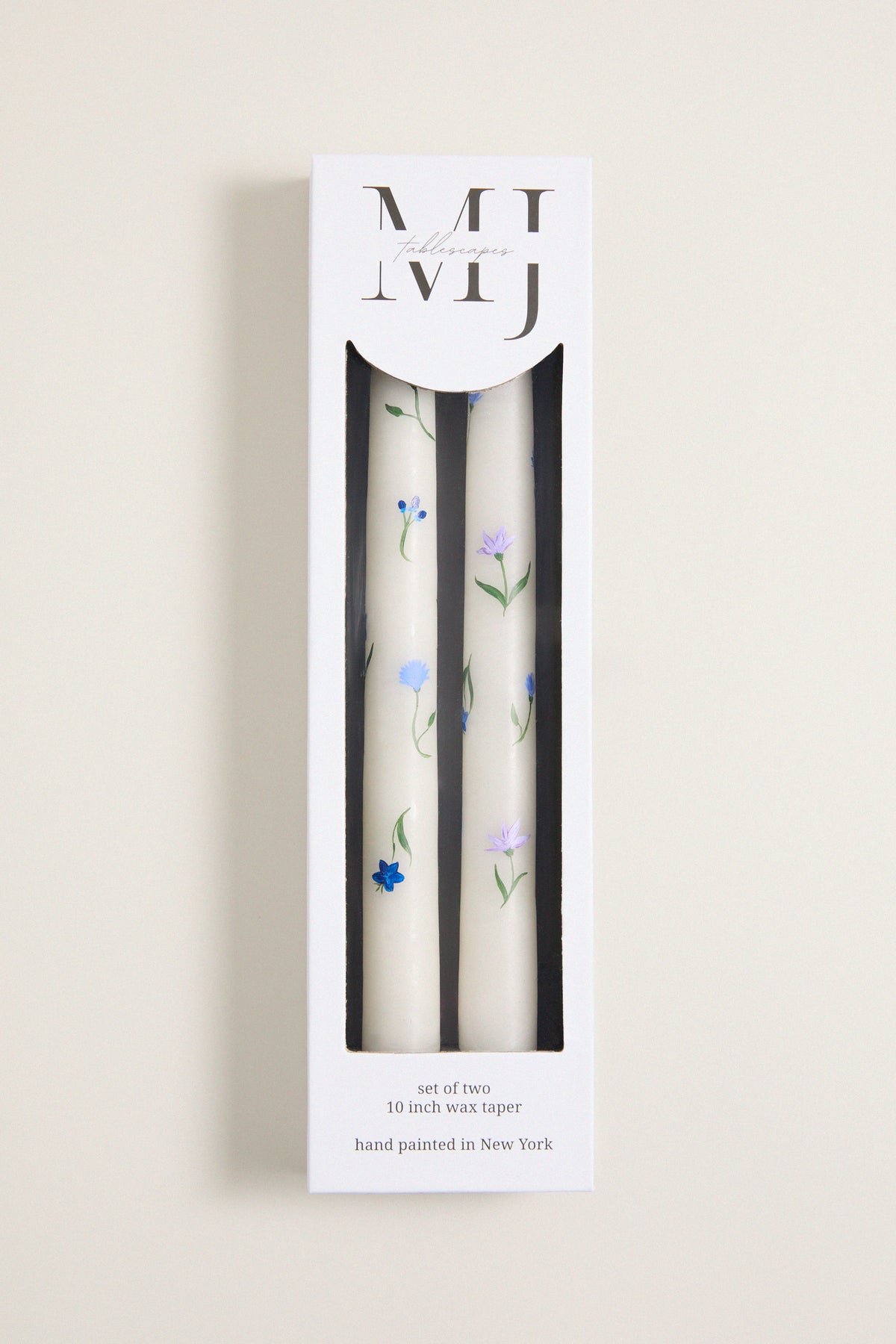Lilac Floral Hand Painted Taper Candles (Set of 2)